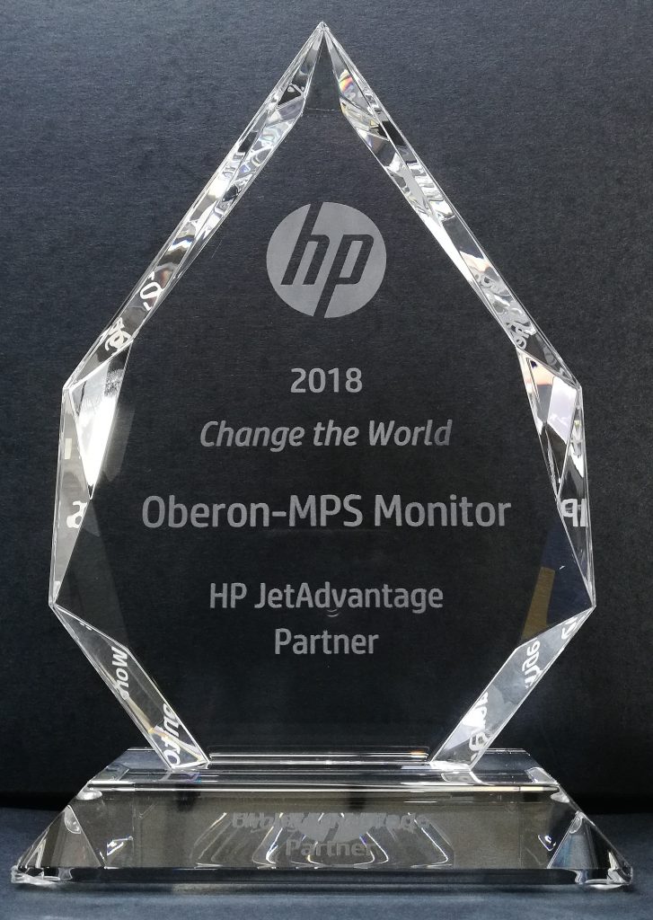 Oberon e MPS Monitor vincono il premio HP JetAdvantage Change the World 2018
