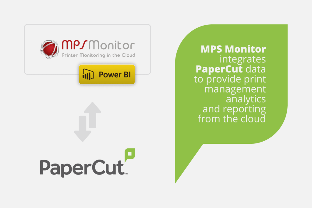 MPS Monitor integriert PaperCut-Daten, um Druckmanagement-Analysen und -Berichte über die Cloud bereitzustellen